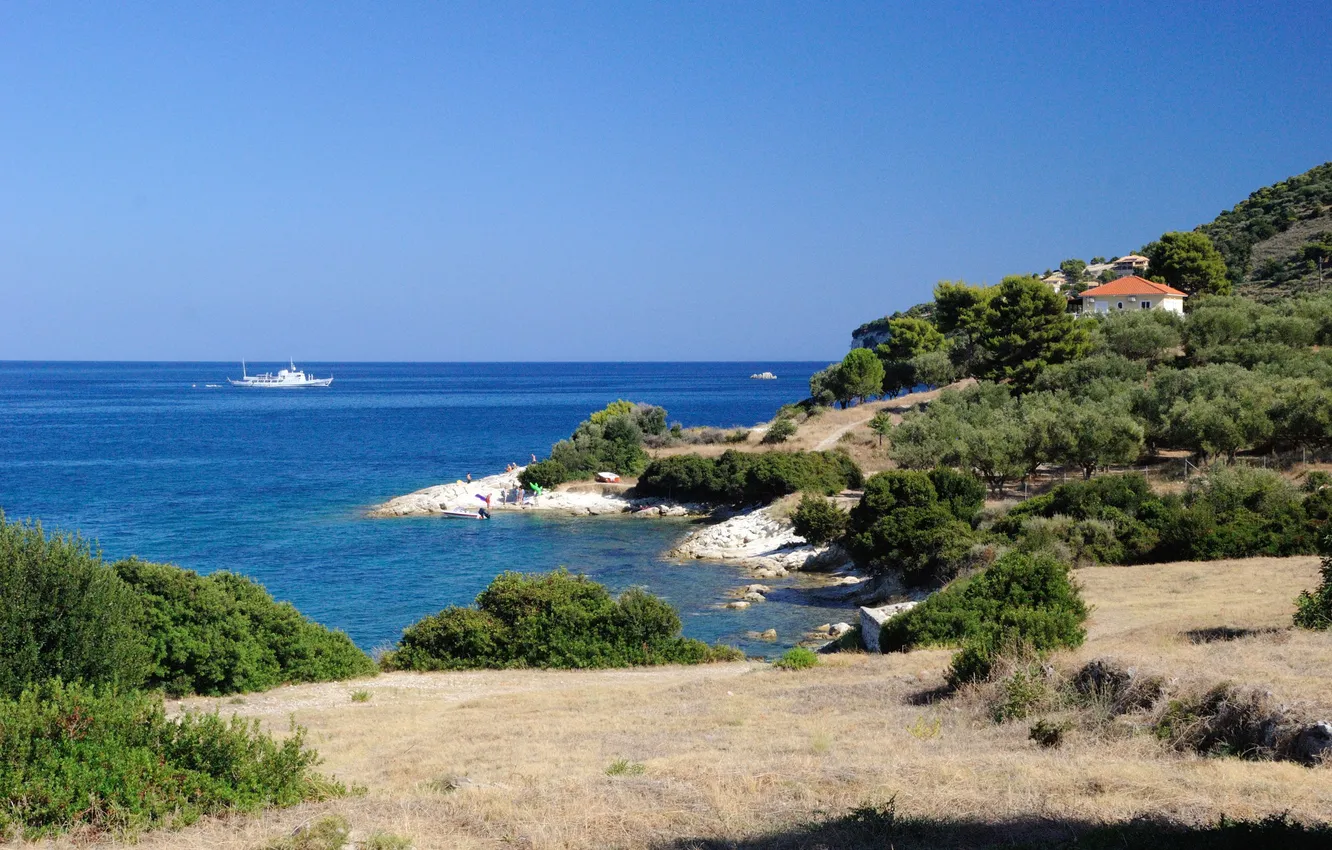 Фото обои греция, остров закинф, скальный пляж