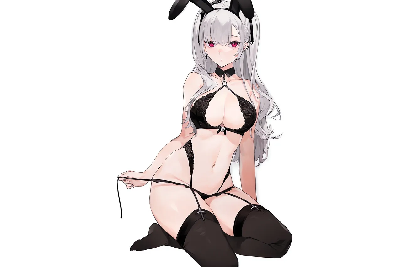Фото обои girl, sexy, lingerie, pantsu, bra, cleavage, panties, thighhighs