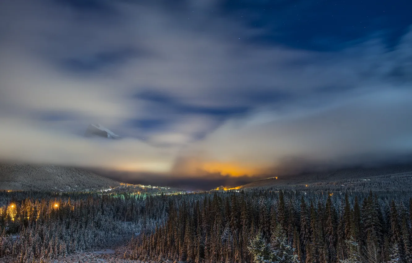 Фото обои пейзаж, ночь, Alberta, Canada, Moonlight Sonata