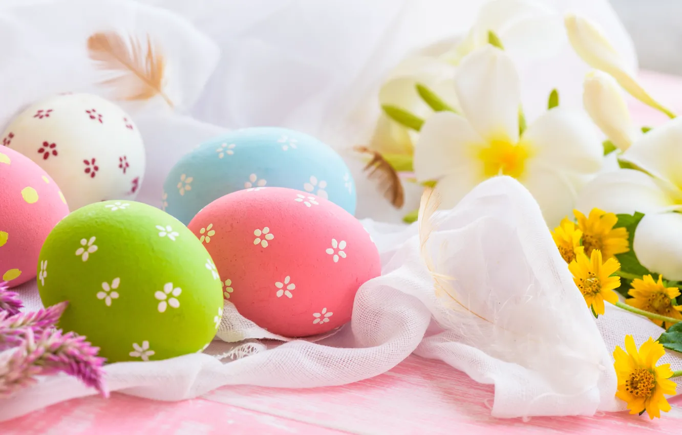 Фото обои цветы, яйца, Пасха, flowers, spring, Easter, eggs, decoration