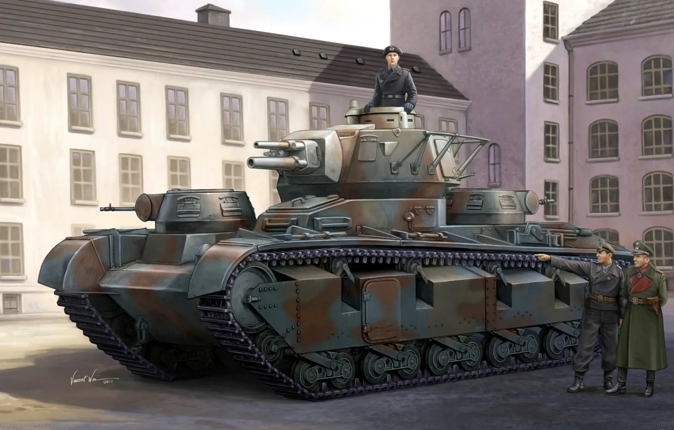 Фото обои рисунок, арт, танк, почти, средний, Panzerkampfwagen, использовался, серийно