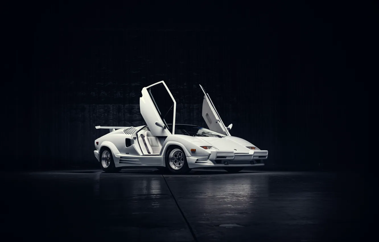 Фото обои Lamborghini, Countach, legend, 1989, scissor doors, Lamborghini Countach 25th Anniversary