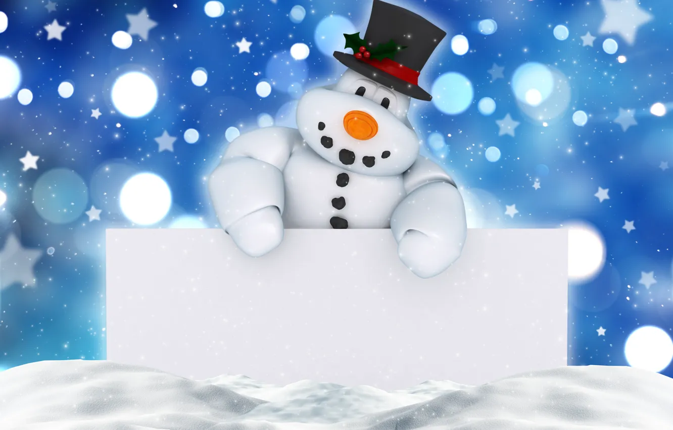 Фото обои Новый Год, Рождество, снеговик, winter, snow, merry christmas, decoration, xmas