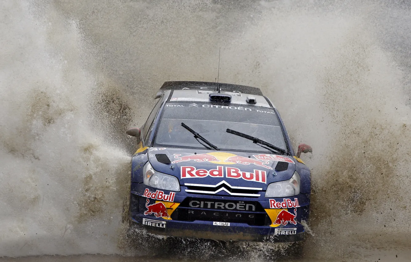 Фото обои Вода, Спорт, Капот, Дворники, Citroen, Брызги, Фары, Red Bull