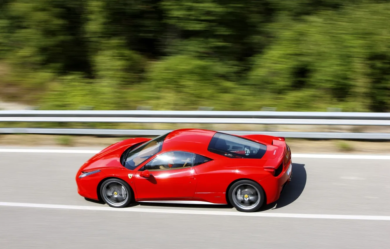 Фото обои скорость, Ferrari, красная, 458 Italia