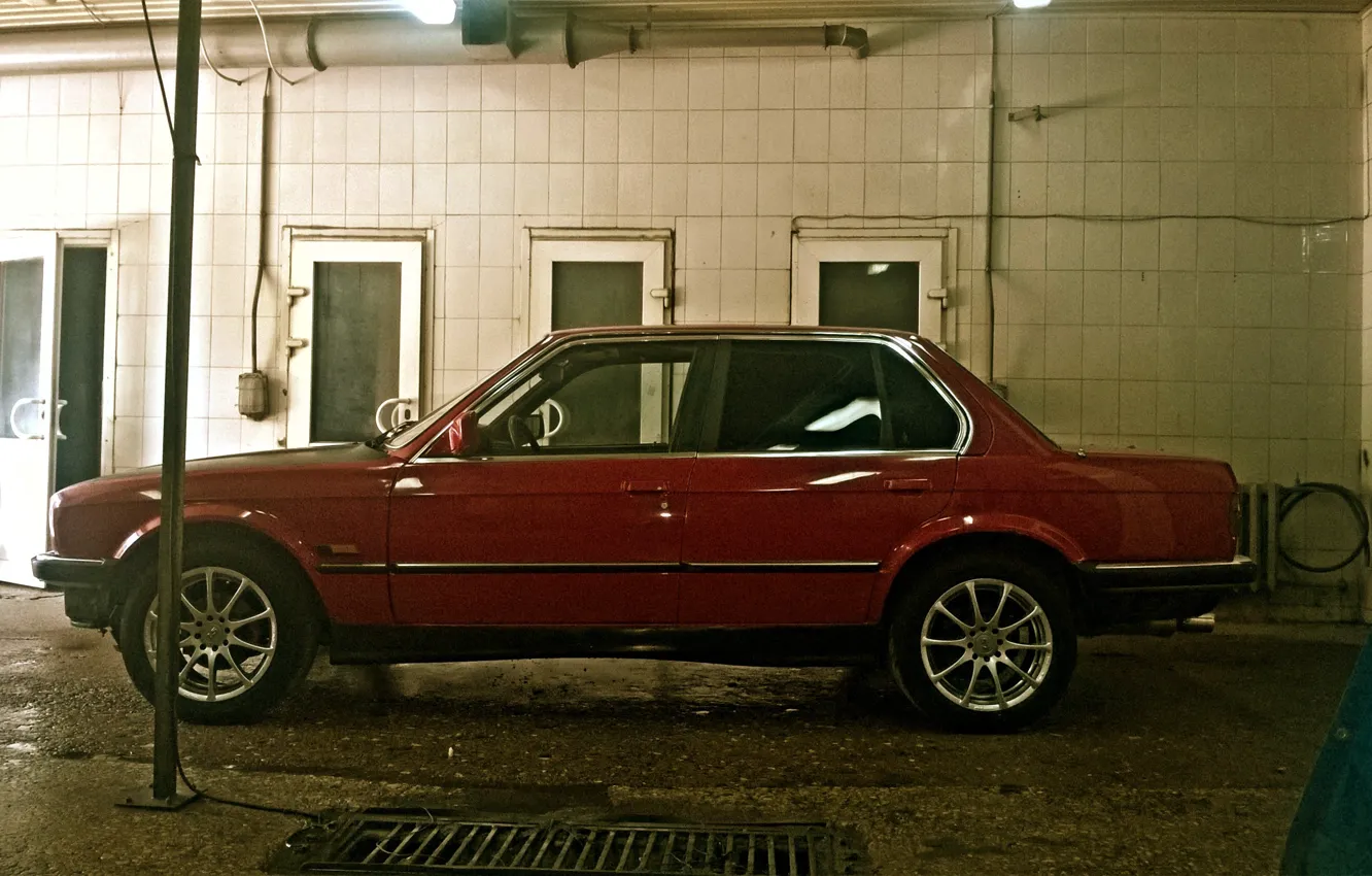 Фото обои BMW, БМВ, красная, Е30, полный привод, 325ix