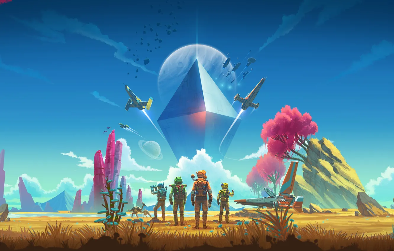 Фото обои пейзаж, природа, космонавты, иной мир, No Man’s Sky