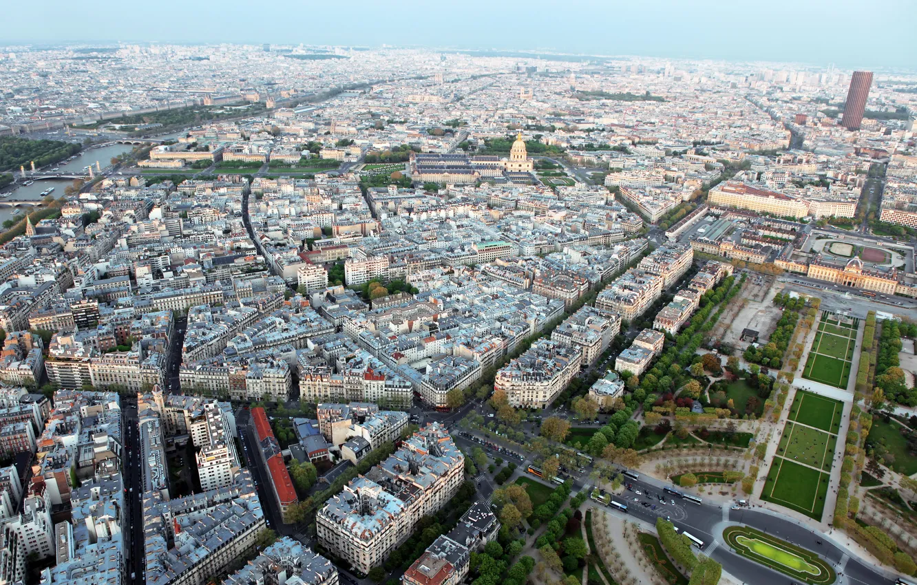 Фото обои город, фото, Франция, Париж, сверху, мегаполис