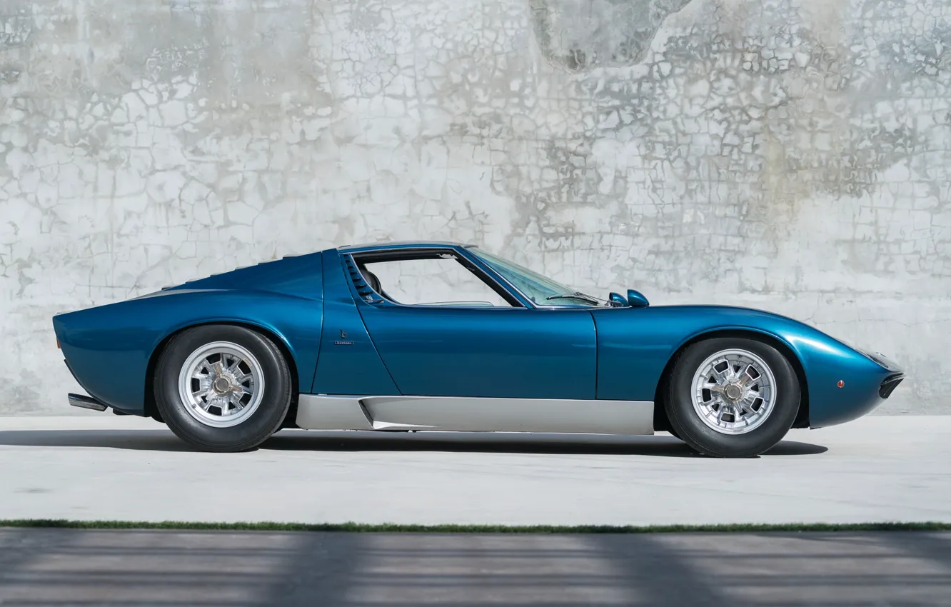 Фото обои Lamborghini, вид сбоку, 1970, Miura, ламборгини, Lamborghini Miura P400 S