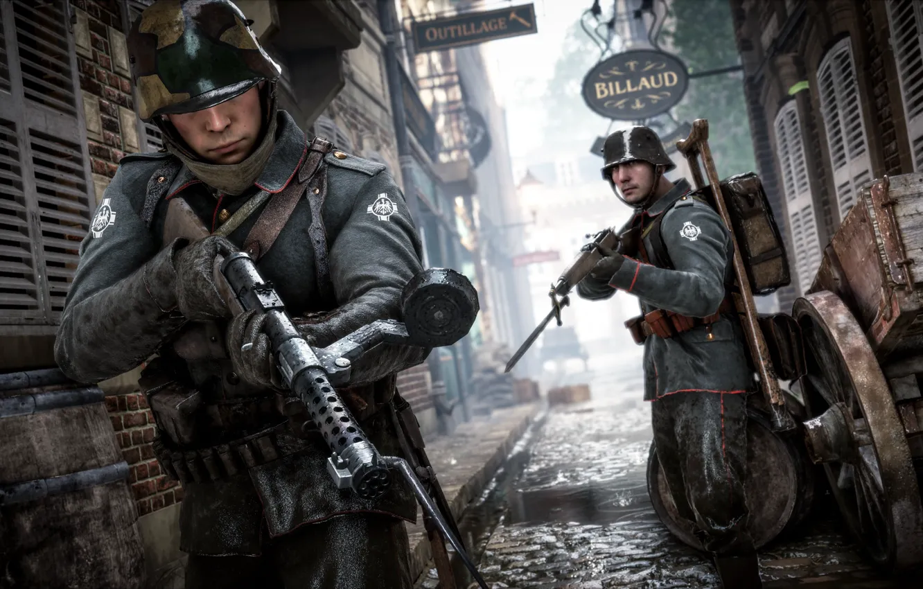 Фото обои город, война, улица, игра, солдаты, немцы, Electronic Arts, Battlefield 1