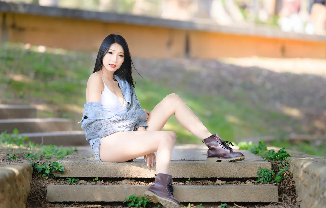 Фото обои Asian, long hair, model, women, dark hair