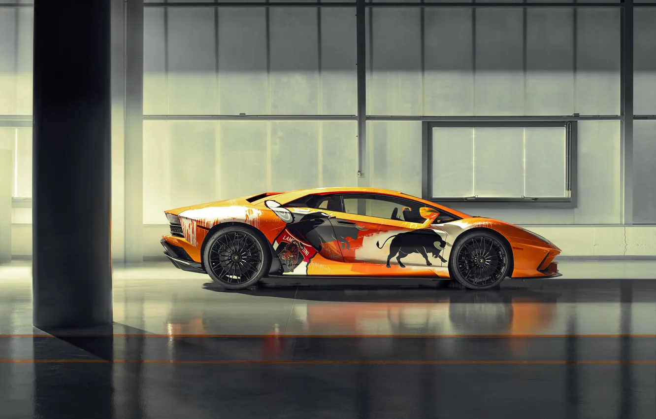 Фото обои Lamborghini, спорткар, быки, Aventador S, Skyler Grey