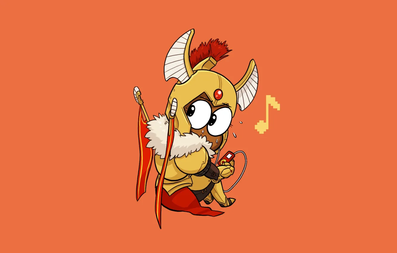Фото обои музыка, арт, плеер, нота, chibi, Dota 2, Tresdin, Legion Commander