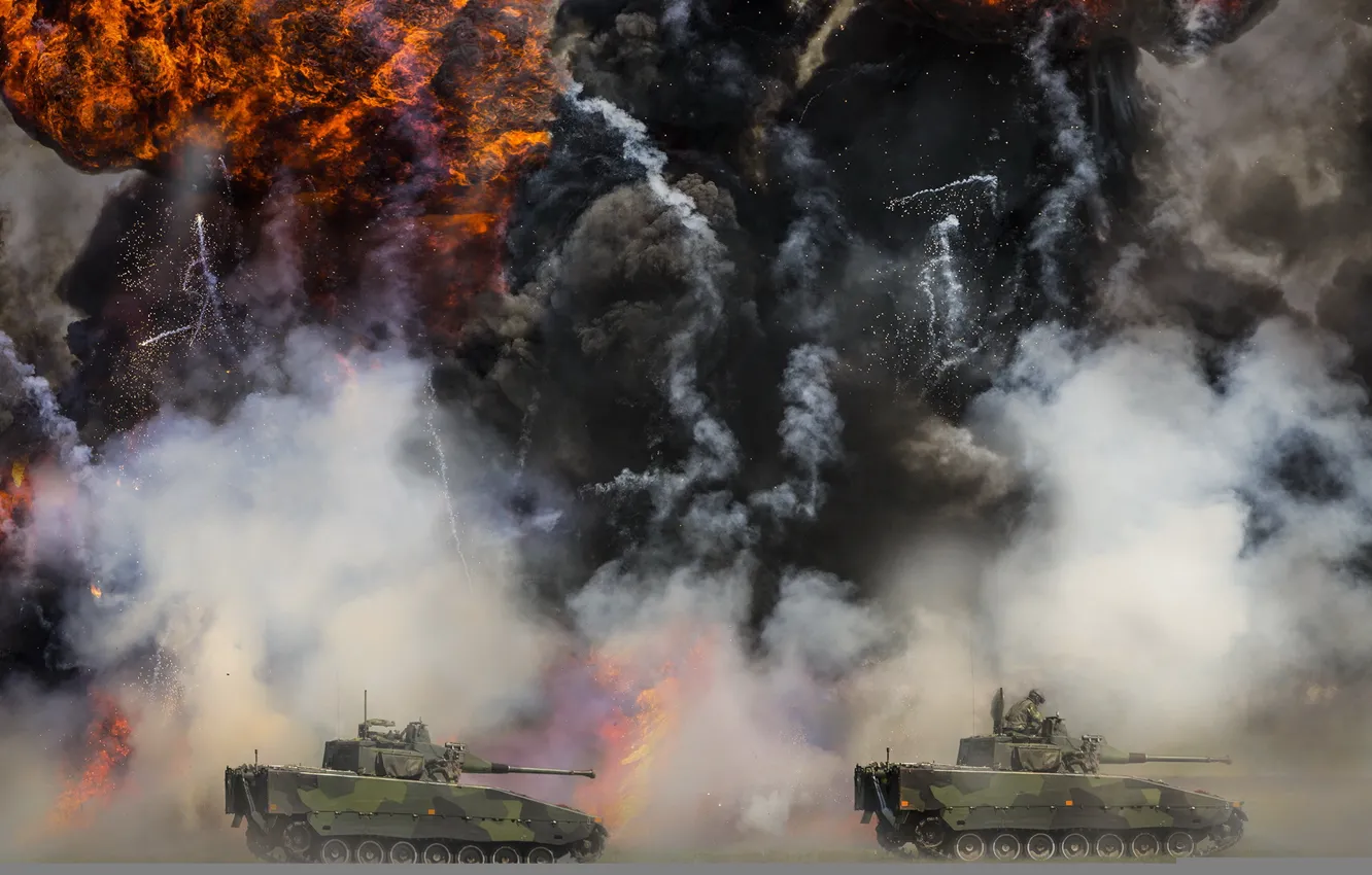 Фото обои explosion, Tanks, Simulated fight