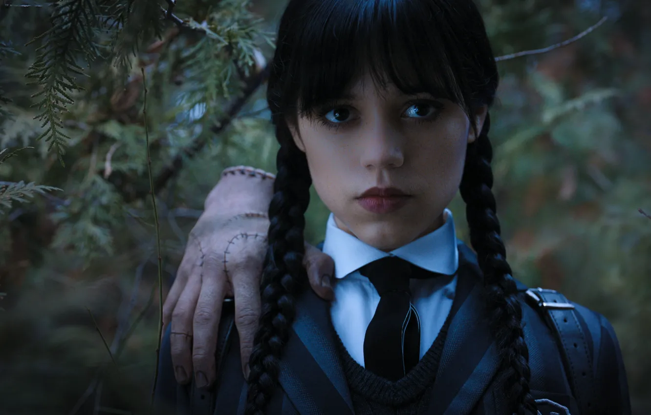 Фото обои Девушка, Рука, Косички, TV series, Netflix, Телесериал, 2022, Wednesday