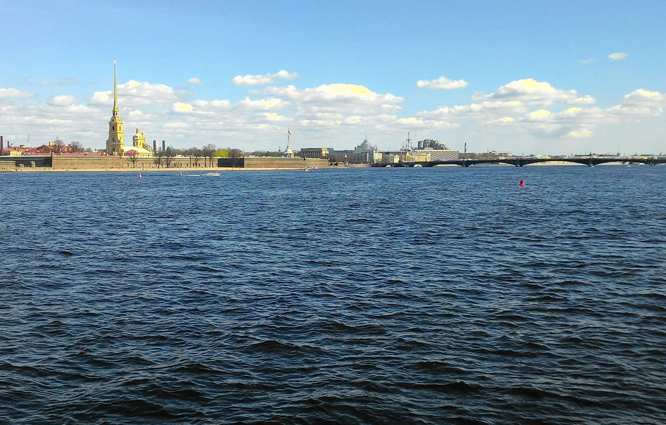 Фото обои небо, город, река