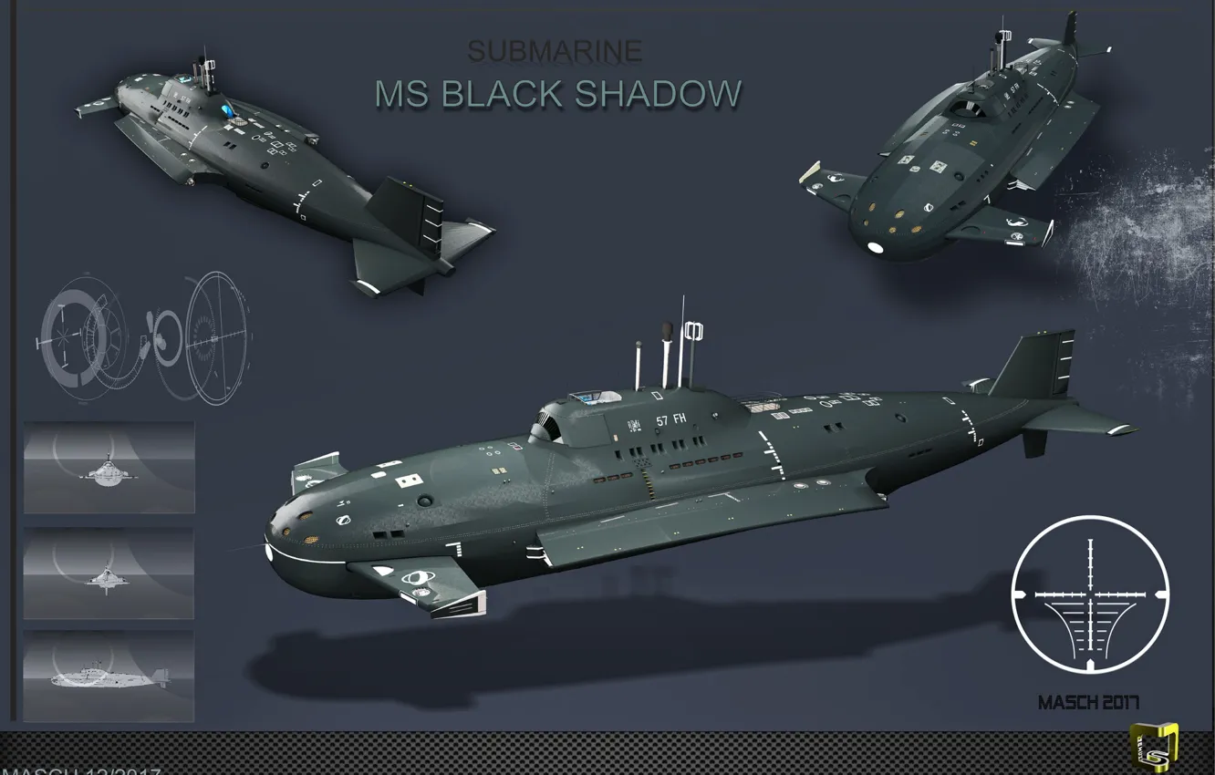 Фото обои подводная лодка, показатели, The Black Shadow Project