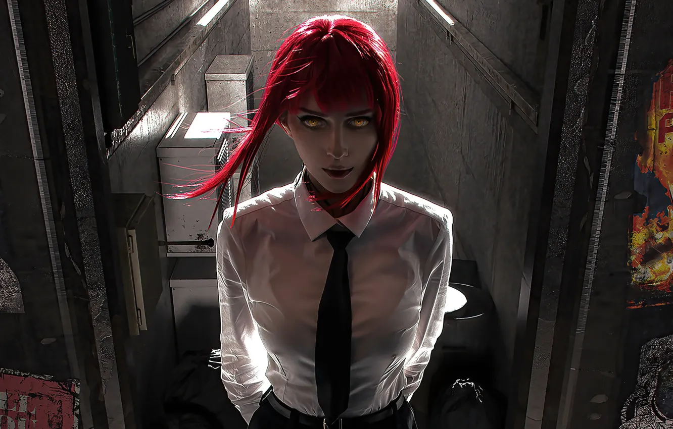 Фото обои взгляд, red hair, 3D модель, большая грудь, look, красные волосы, xenon, Manga