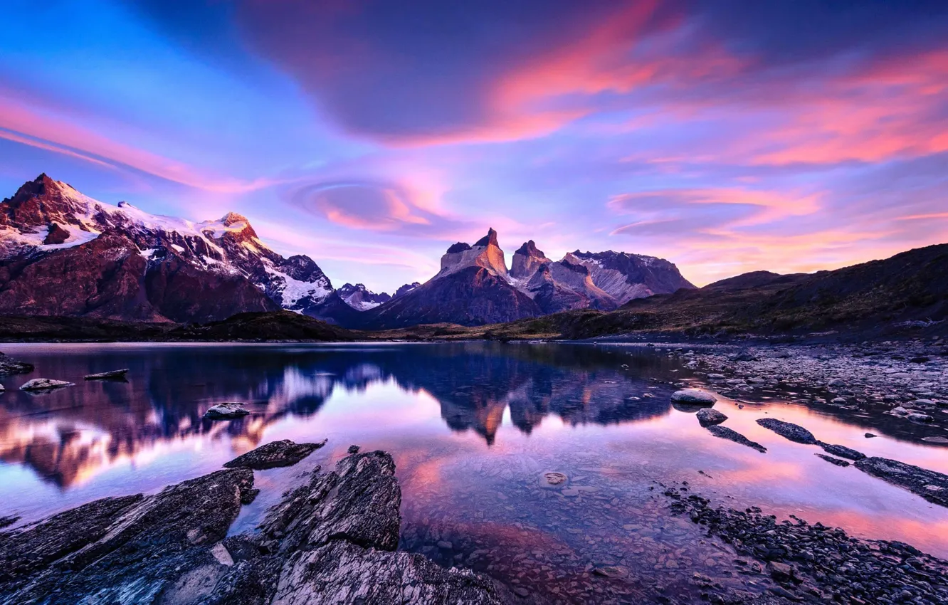 Фото обои небо, облака, горы, Чили, Патагония