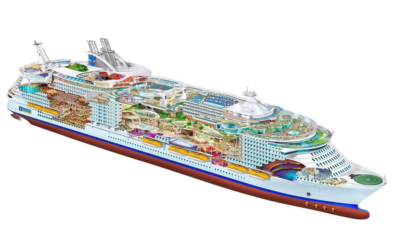 Фото обои cutaway, engineering, cruise ship, oasis of the seas