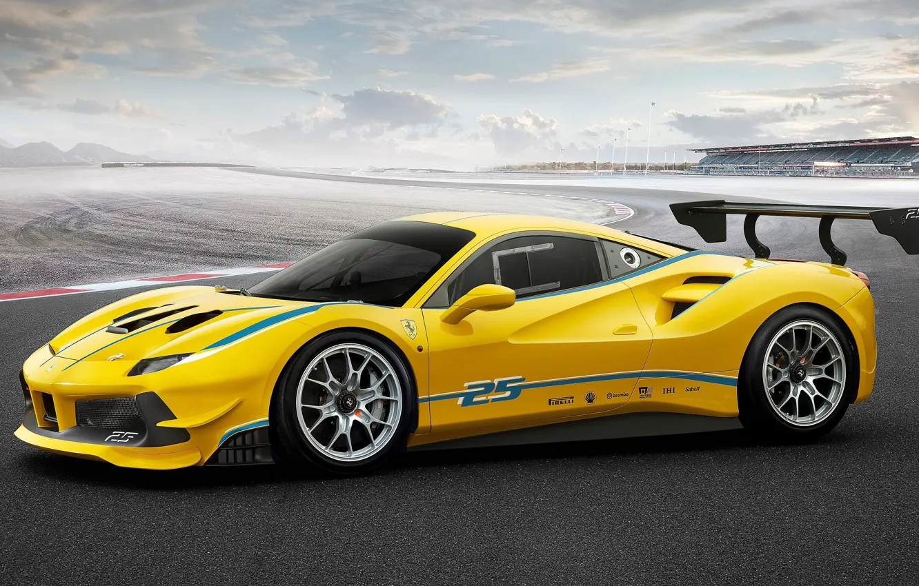Фото обои Ferrari, logo, Shell, sky, yellow, cloud, race, speed