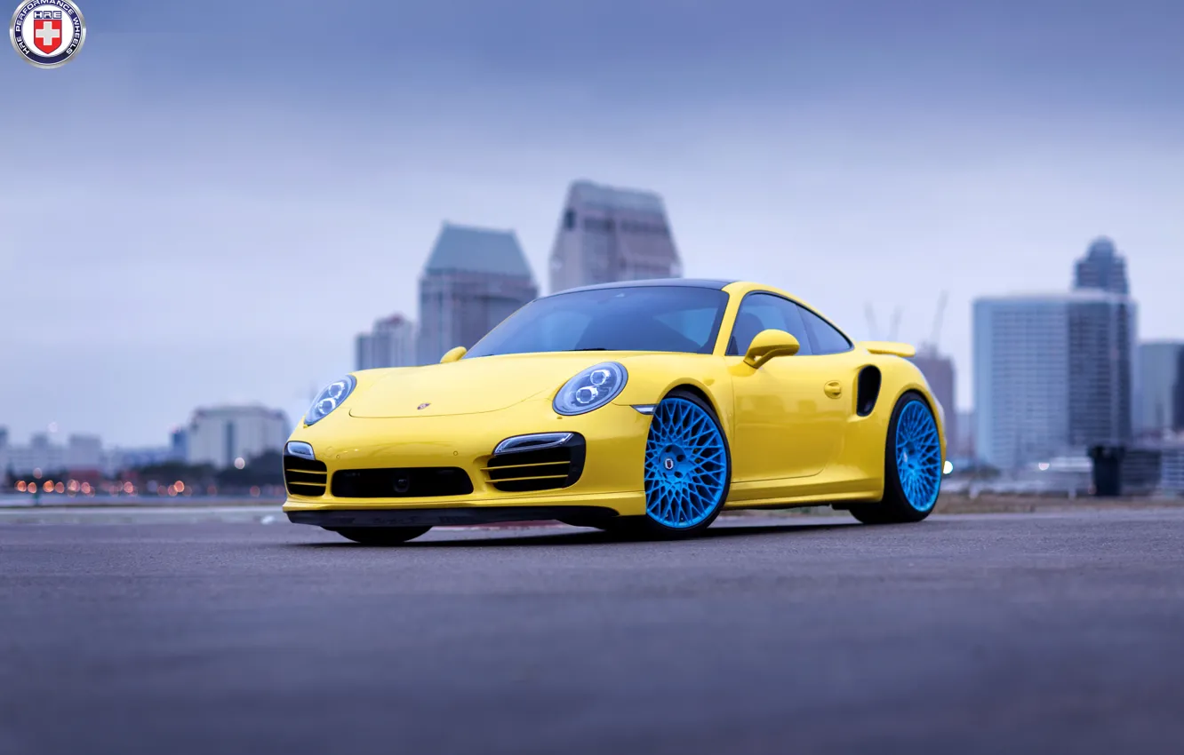 Фото обои Porsche, Blue, Turbo, 991, HRE, 501M