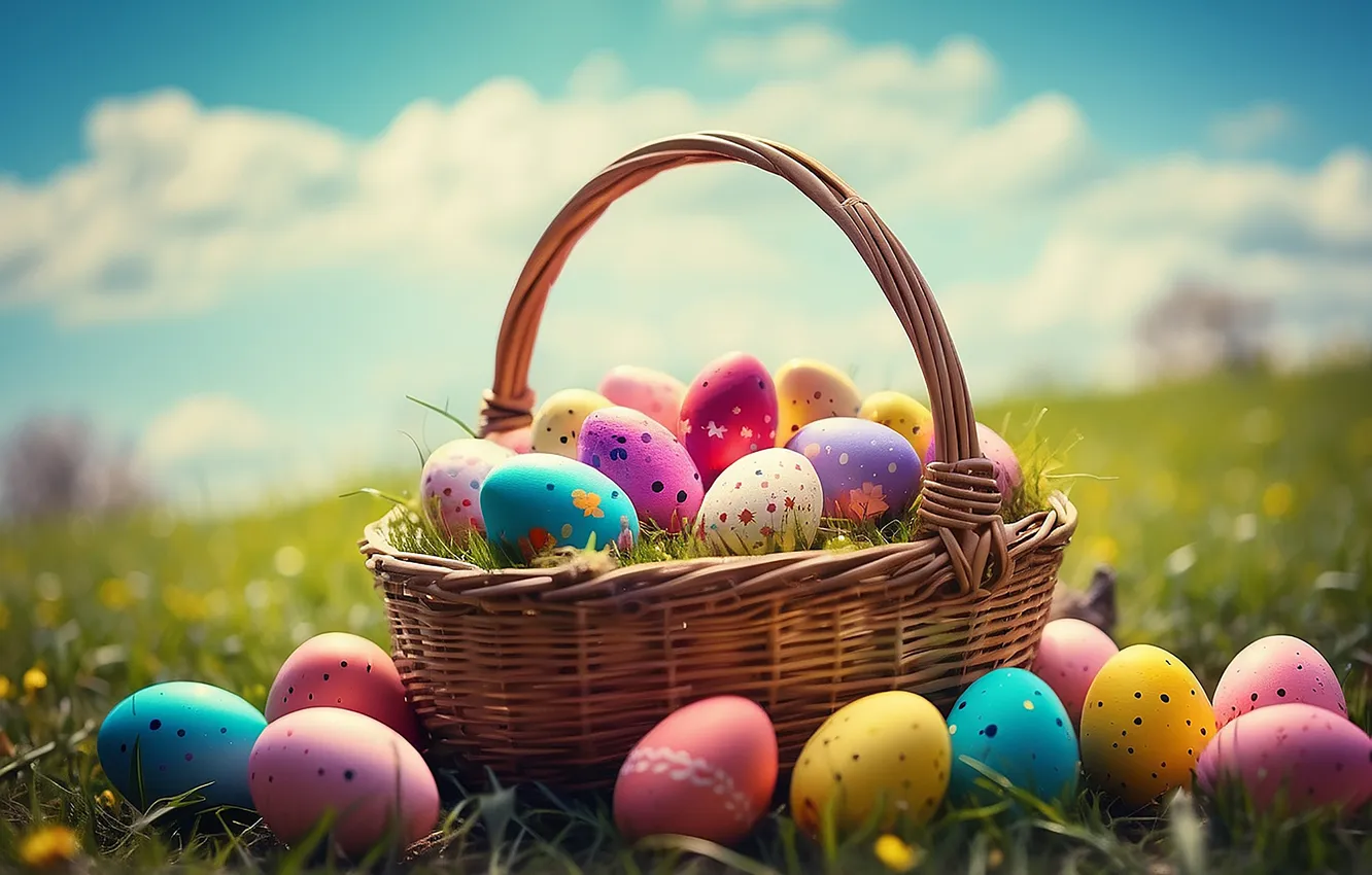 Фото обои цветы, яйца, весна, colorful, Пасха, happy, flowers, spring
