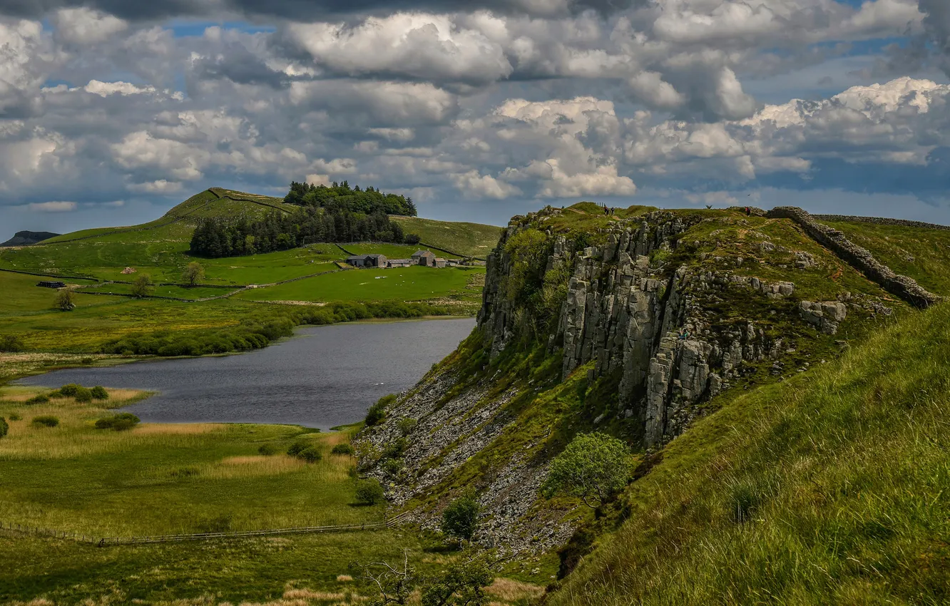 Фото обои облака, горы, склон
