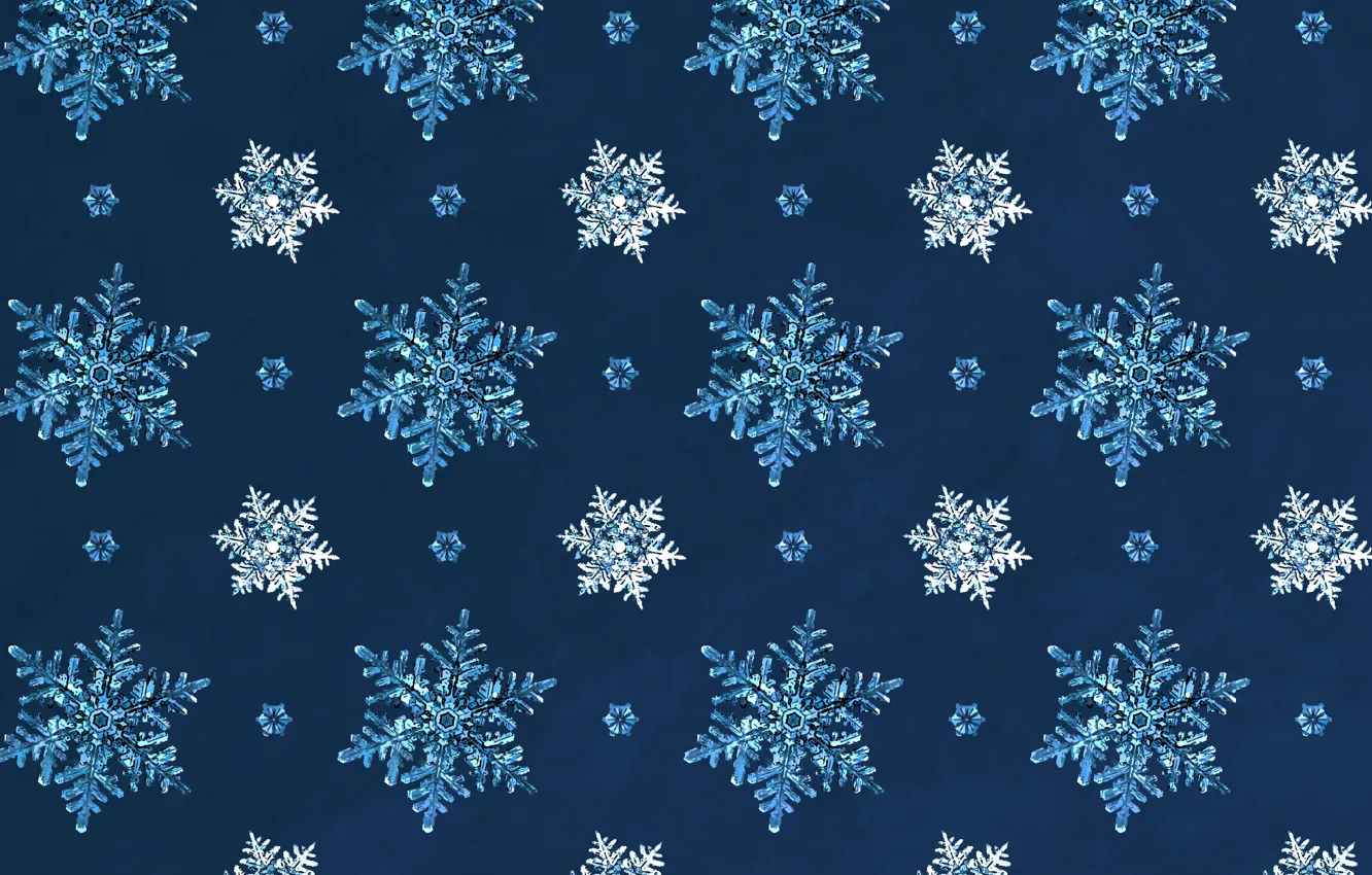 Фото обои снежинки, текстура, Новый год, синий фон