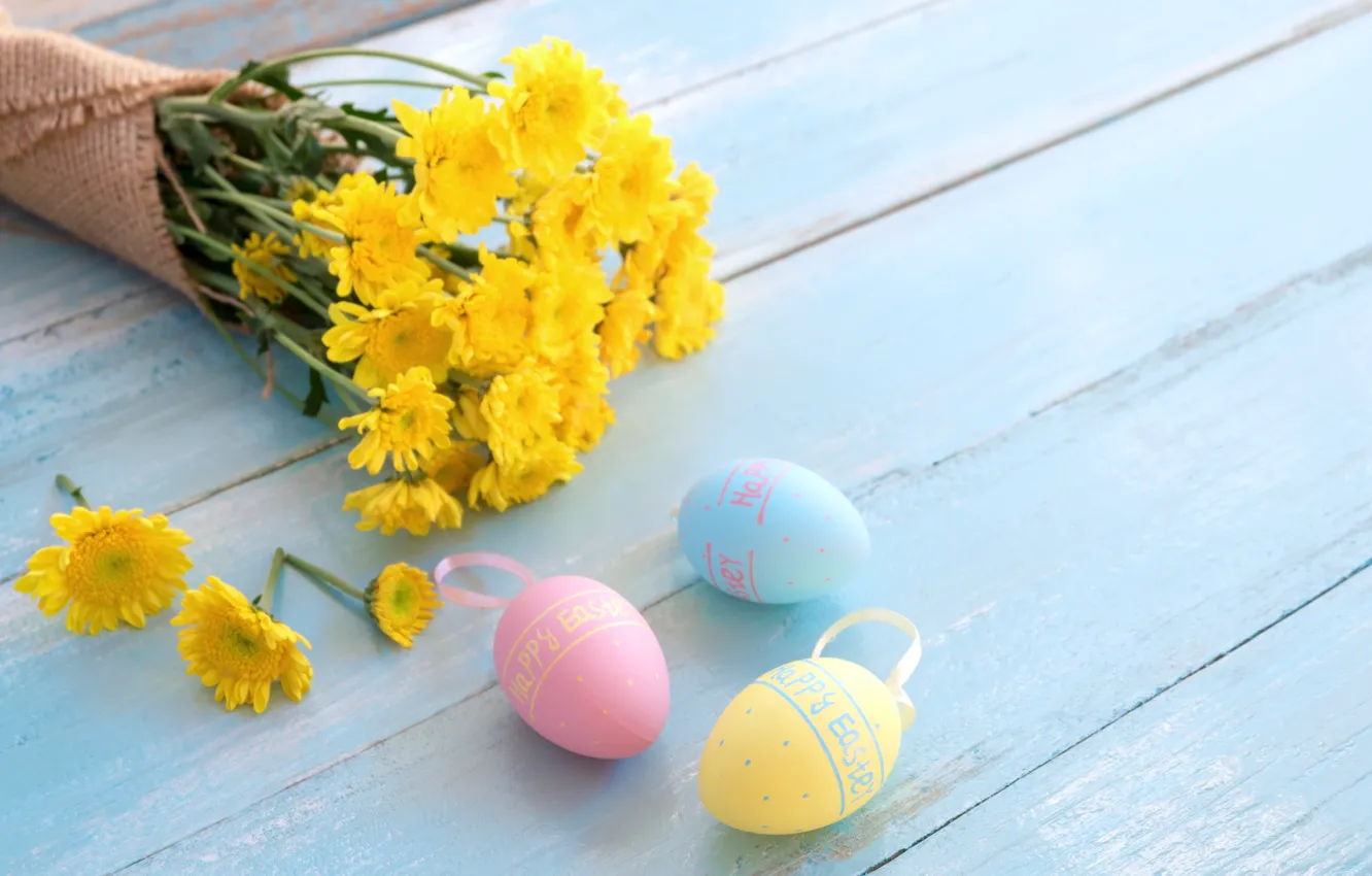Фото обои цветы, праздник, яйца, весна, пасха