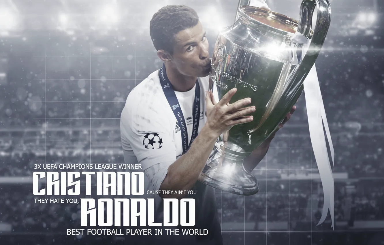 Фото обои wallpaper, sport, Cristiano Ronaldo, football, player, Real Madrid CF, UEFA Champions League Winner