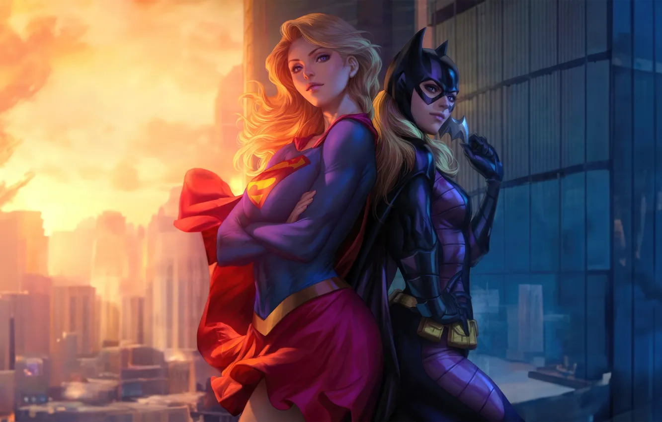 Фото обои team, supergirl, batgirl