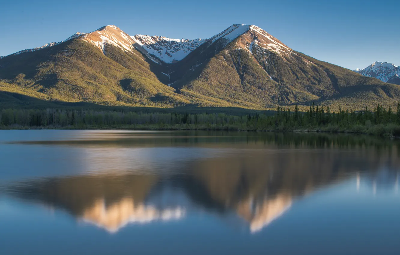Фото обои отражение, Канада, Банф, Vermillion Lakes, горы.озеро