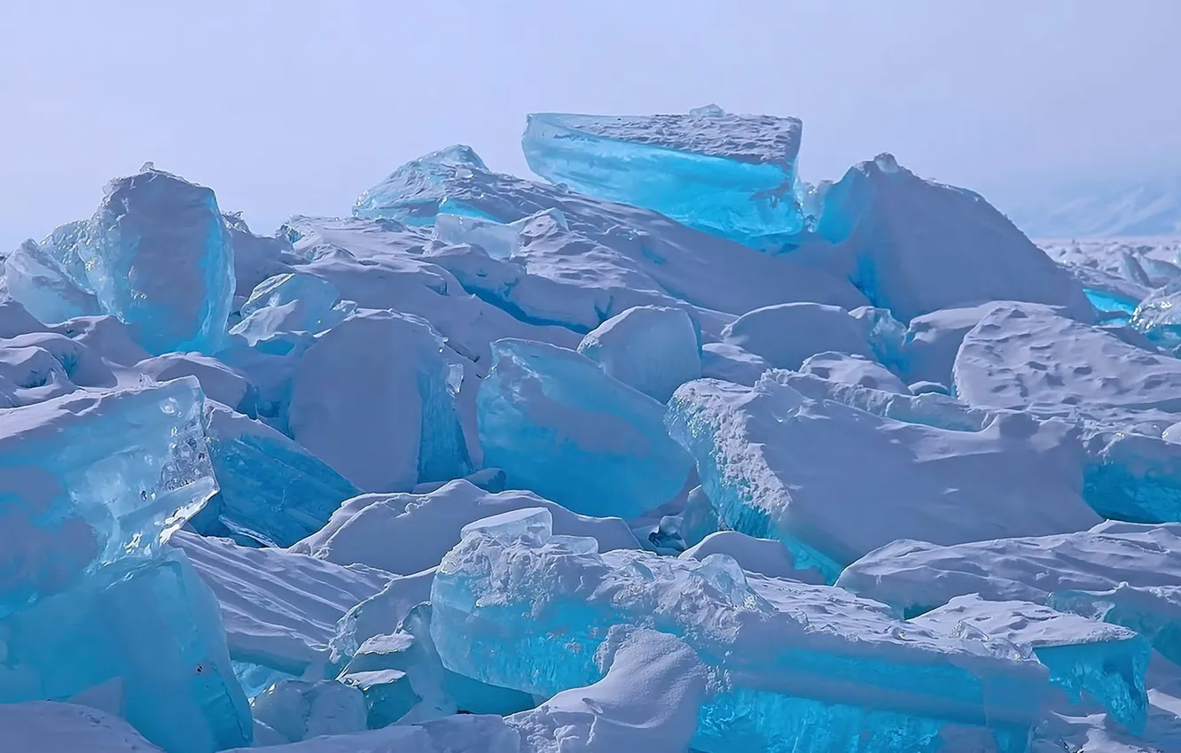 Фото обои лед, снег, кусок, голубой лёд