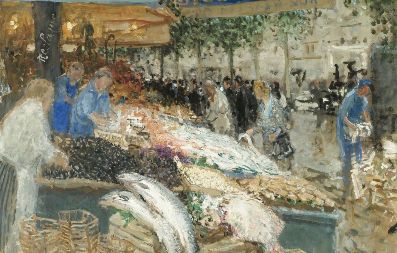 Фото обои картина, Рыбный Рынок, Пьер Эжен Монтезин, Pierre-Eugene Montezin