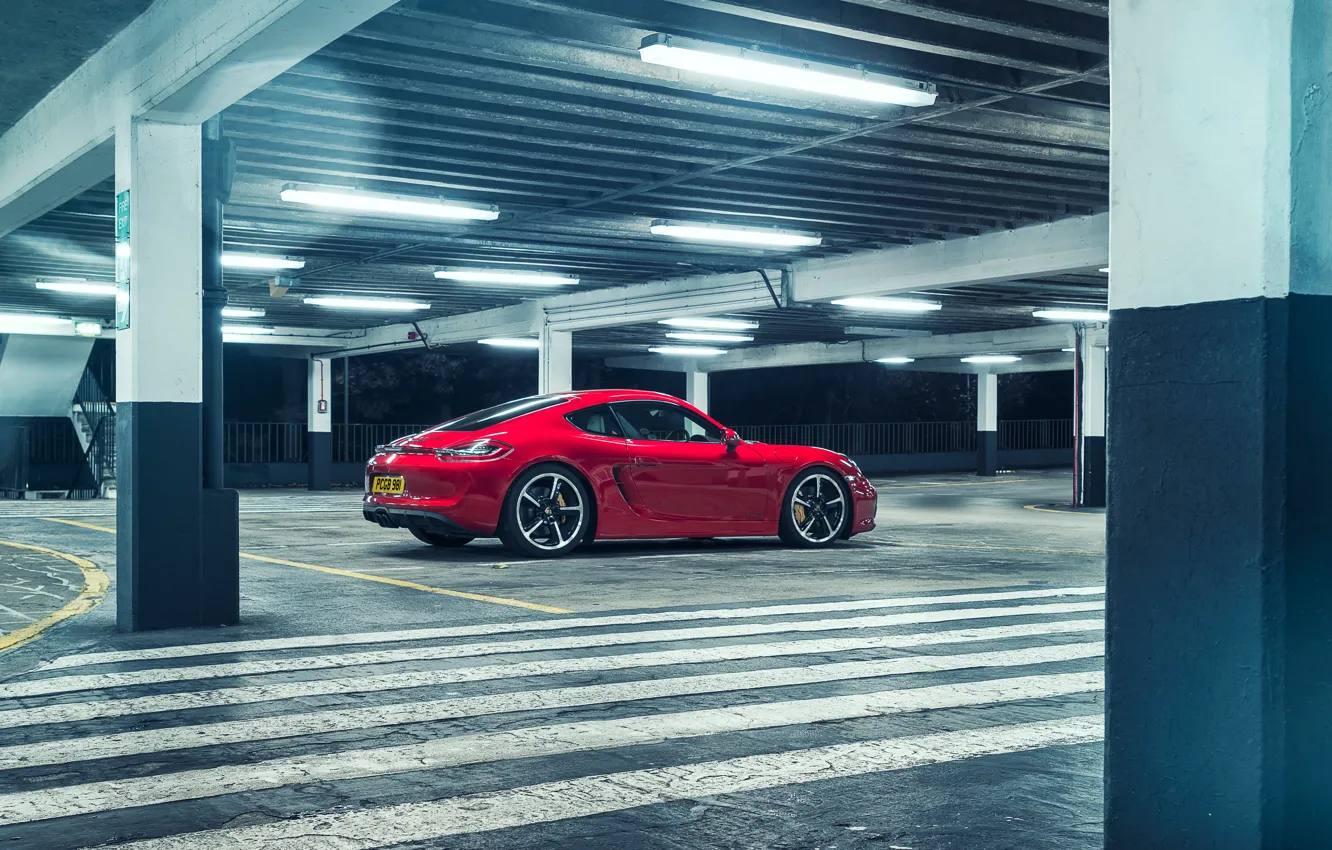 Фото обои Porsche, Cayman, парковка, GTS