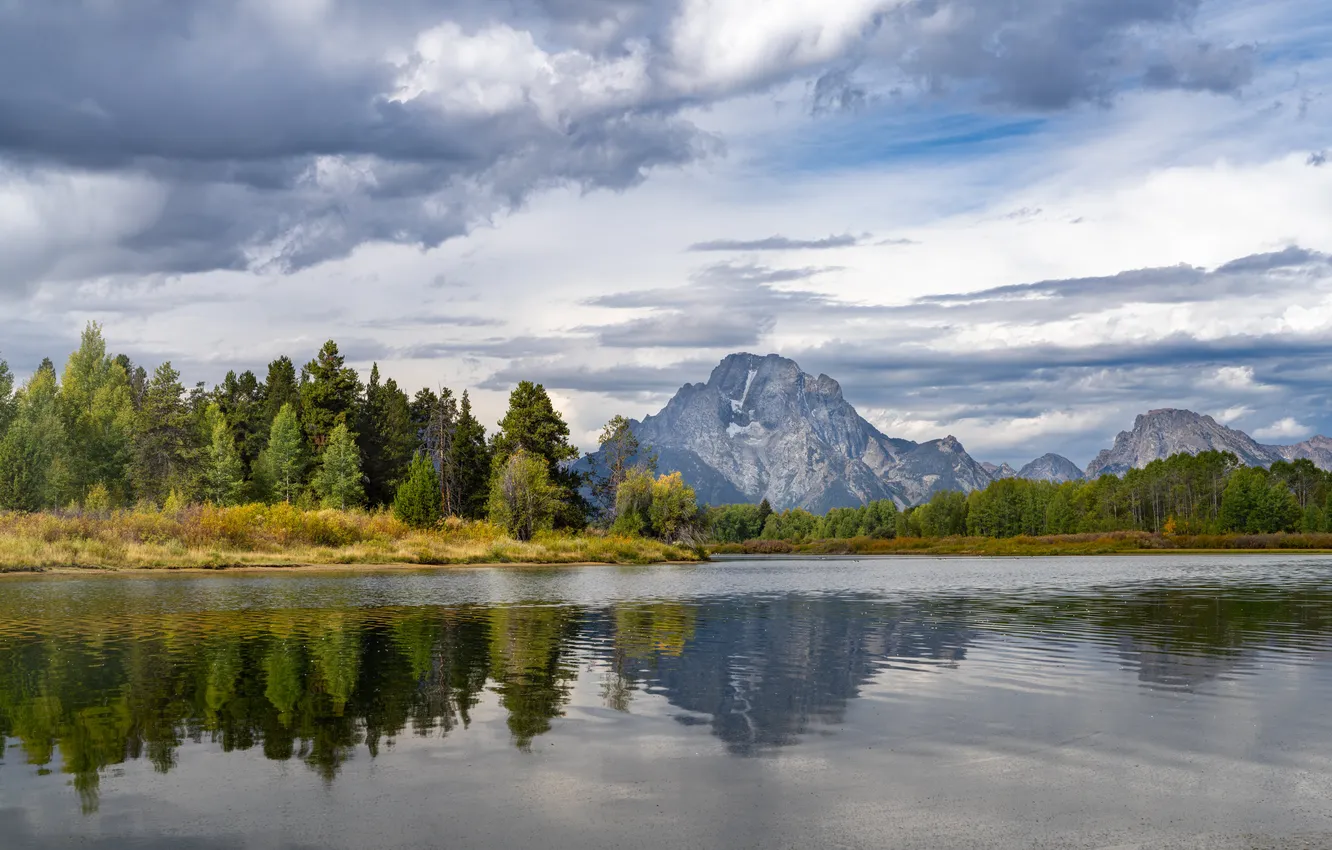 Фото обои горы, озеро, США, Grand Teton National
