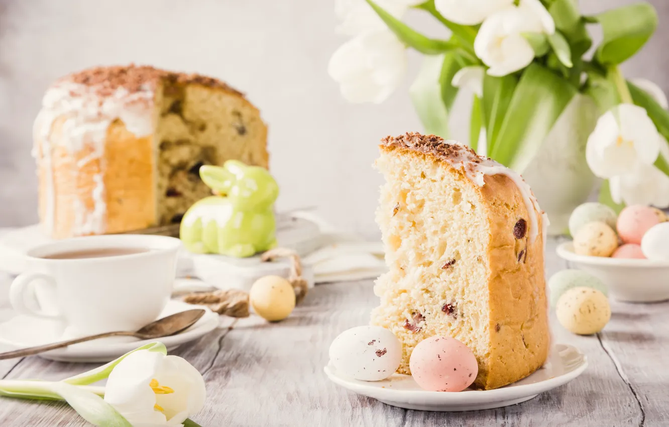 Фото обои цветы, яйца, весна, Пасха, тюльпаны, white, happy, cake