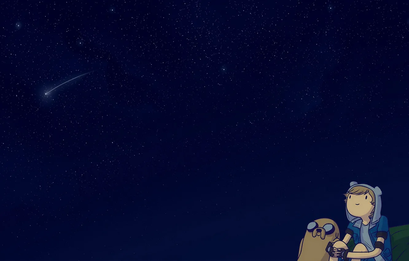 Фото обои Небо, Звезды, Sky, Space, Джейк, Мультфильм, Jake, Adventure Time