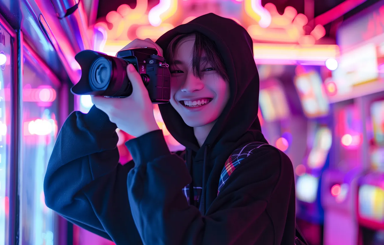 Фото обои girl, woman, Camera, ai art