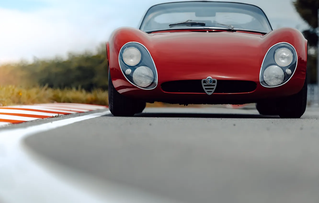 Фото обои Alfa Romeo, 1967, front view, 33 Stradale, Tipo 33, Alfa Romeo 33 Stradale Prototipo