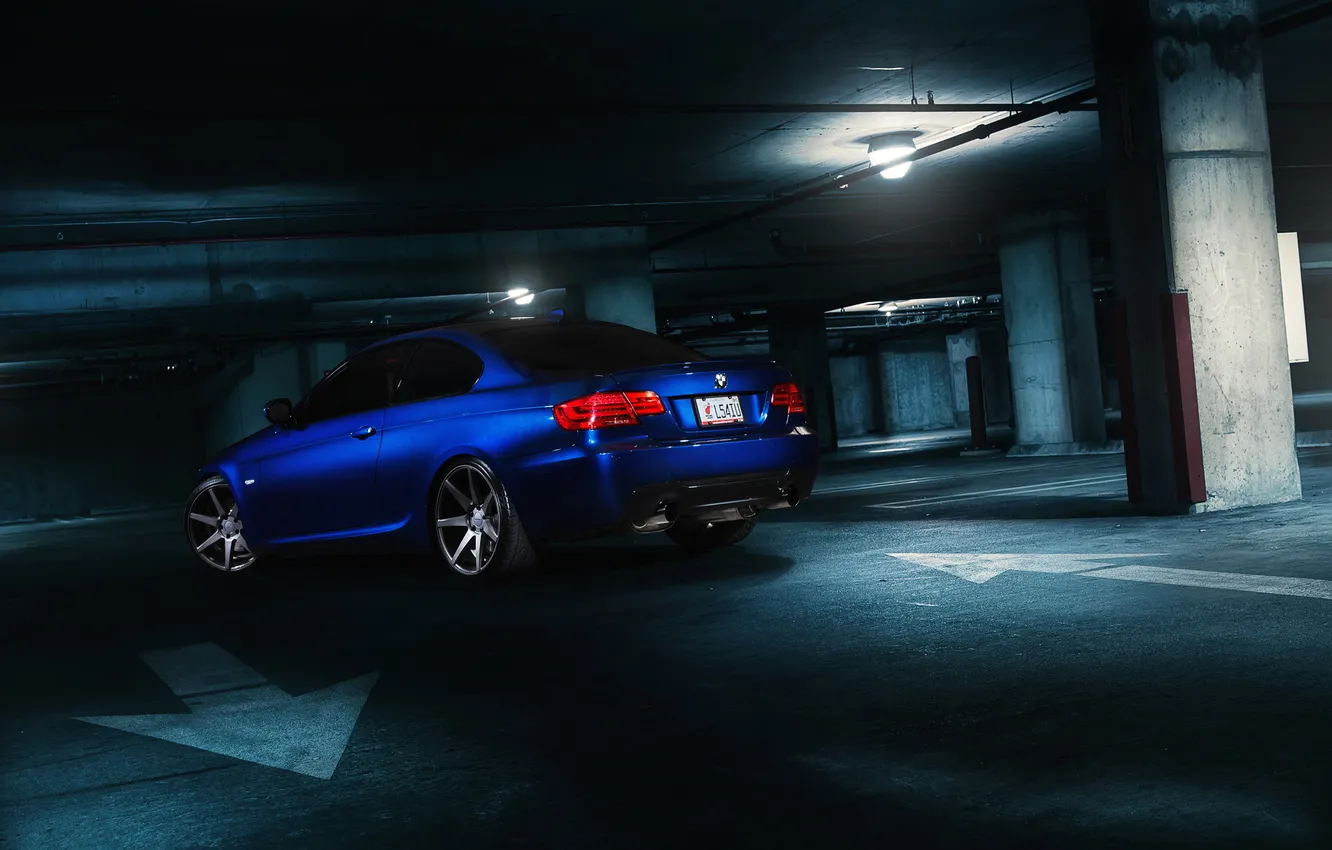 Фото обои bmw, blue, 335i, e92, matte, graphite