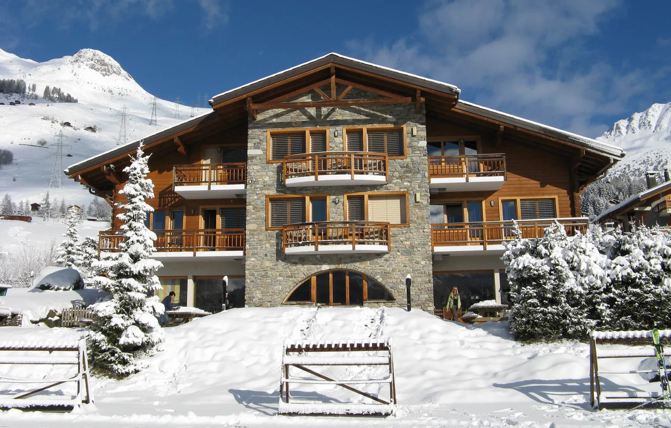 Фото обои зима, снег, Швейцария, Альпы, курорт, Вербье, горнолыжный