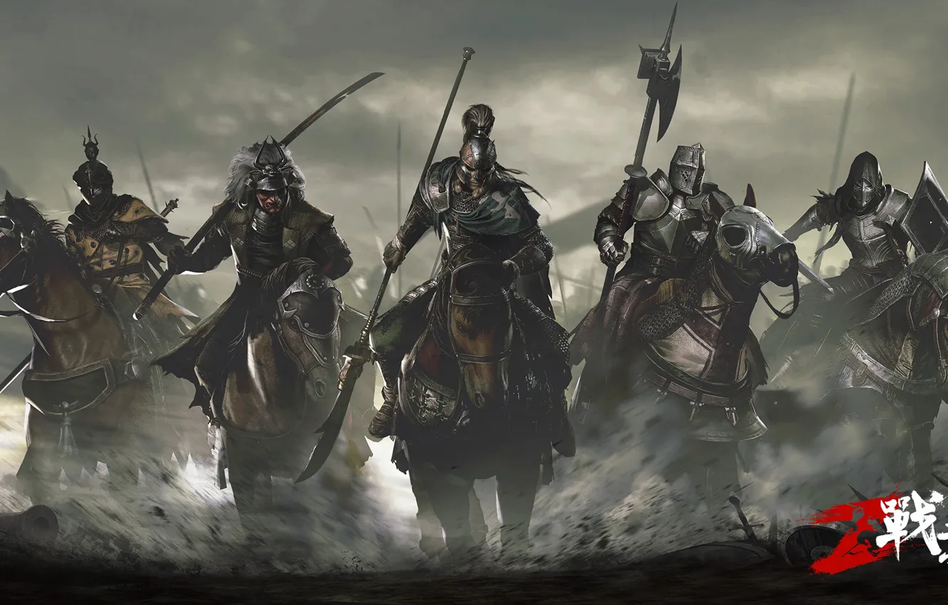 Фото обои оружие, игра, доспехи, лошади, воины, всадники, персонажи, Conqueror`s Blade