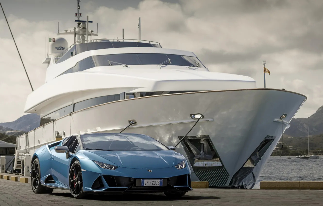 Фото обои car, Lamborghini, yacht, Huracan, Lamborghini Huracan EVO Spyder