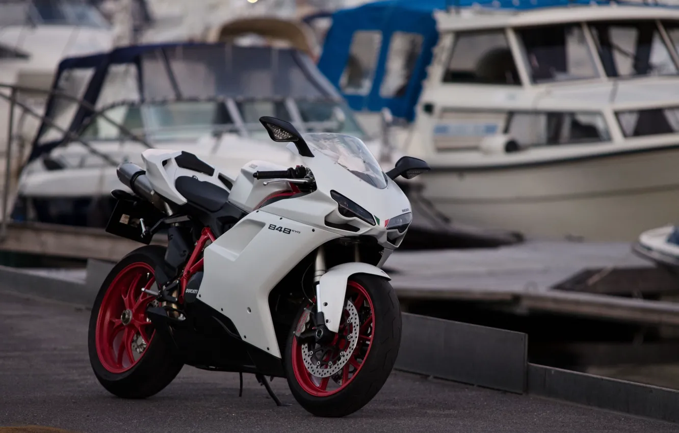 Фото обои белый, мото, мотоцикл, white, moto, motorcycle, ducati, спортбайк