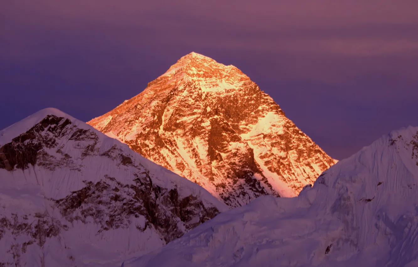 Фото обои зима, небо, снег, горы, природа, скалы, Джомолунгма, Эверест