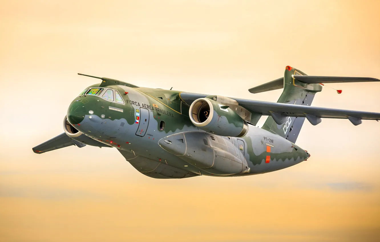 Фото обои flying, Brazil, FAB, Embraer, KC-390, turbines, developed and manufactured by Embraer Defesa e Seg, Embraer …