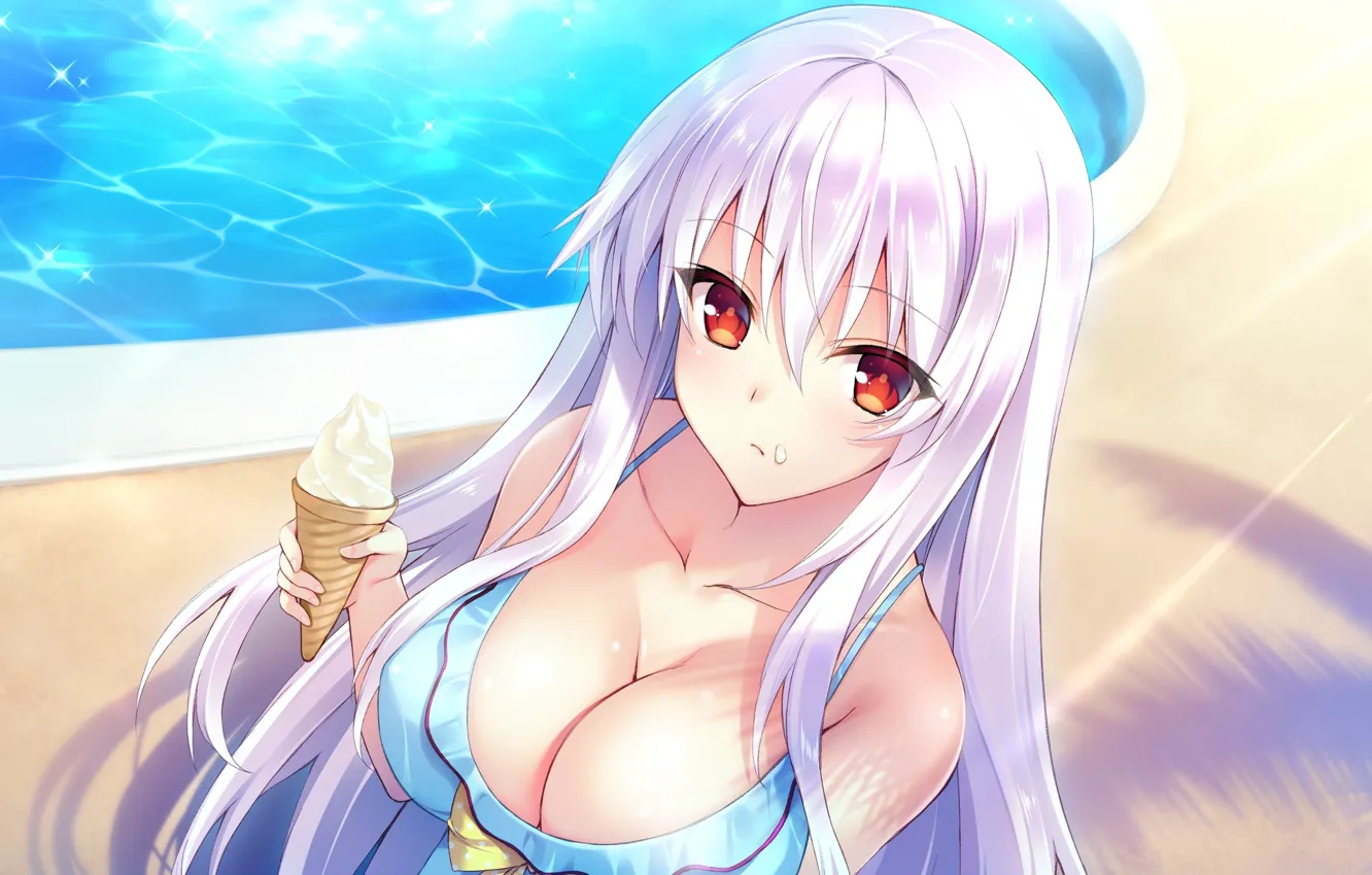 Фото обои anime, ice cream, bikini, oppai, bishojo, japonese