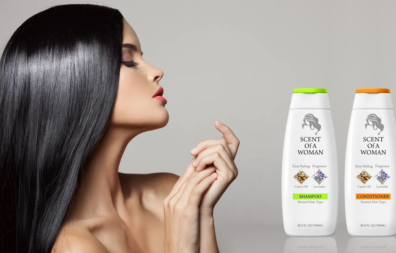 Фото обои girl, woman, hair, shampoo, conditioner